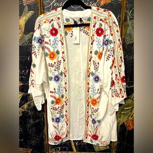 SUNDANCE Kimono Duster Embroidered NEW with Tags Boho Hippie STUNNING Retail$138